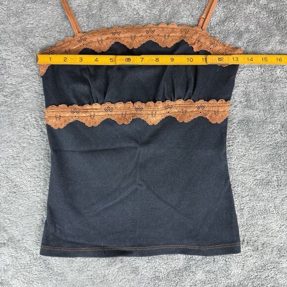 Vintage Y2K Moa Moa Lace Accent Tank Top Women Size Medium‎ Stretch Made in USA - Picture 4 of 12